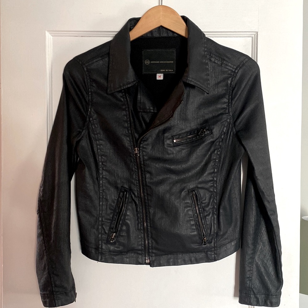 AG Adriano Goldschmeid black coated moto jacket size M
